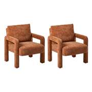 2x Armchair Velvet  Chairs 1 Seater Lounge Sofa Chair Orange