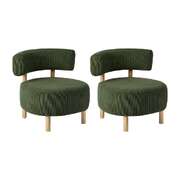 2x Wooden Armchair Lounge Chair Velvet Accent 1 Seater Green Upholstered Seating