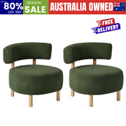 2x Wooden Armchair Lounge Chair Velvet Accent 1 Seater Green Upholstered Seating