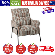 Contemporary Lounge Armchair Comfort Series High Back Chenille 86cm Brown Metal Frame