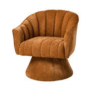 Rotating Accent Armchair Studio Range Linen Fabric Lounge 72cm Orange Steel Base