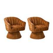 2x Swivel Armchair Linen Fabric Lounge Chair Accent Orange