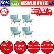 4x Armchair Accent Chairs Sofa Lounge Fabric Upholstered Tub Blue