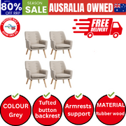 4x Armchair Lounge Chair Linen Accent Armchairs Tub Chairs Sofa Beige