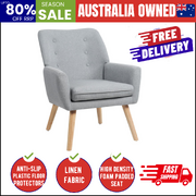 Armchair Linen Fabric Grey
