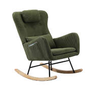 Rocking Chair Velvet With 2 Pillow Green