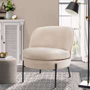 Boucle Armchair Wide Padded Seat Beige | EXTG