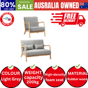2PCS Armchair Lounge Chair set 1/2 Seater with 2 Pillows Fabric Grey