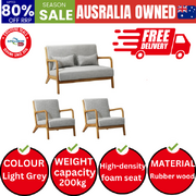 3PCS Armchair Lounge Chair set 1/2 Seater with 2 Pillows Fabric Grey