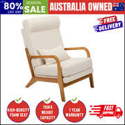 Linen Fabric Armchair Lounge Chair with Lumbar Pillow Beige