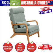 Linen Fabric Armchair Lounge Chair with Lumbar Pillow Green