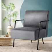 Velvet Armchair Accent Chairs Sofa Lounge Upholstered Tub Chair Grey