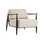 Wooden Armchair Lounge Sofa Fabric Accent Chair Beige Living Room Seat