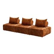 Chenille Floor Sofa 3-Piece Modular Set Brown | EXTG