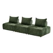 Chenille Modular Lounge 3-Piece Armless Green | EXTG