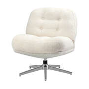 Armchair Swivel Lounge Chair Padded Boucle White