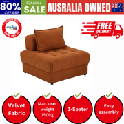 1 Seater Velvet Modular Sofa Lounge Chair with Backrest Brown