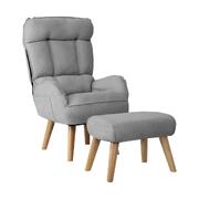 Armchair wit Stool, Home Lounge with 360° Swivel Seat and 145° Recline Grey