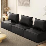 3pcs Pu Leather Sofa Couch Black