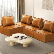 4pcs Pu Leather Sofa Couch Brown