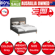 Bed Frame Double Size Beds Base Platform Fabric Grey BOB