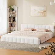 King Size Boucle Bed Frame Tufted Headboard | EXTG