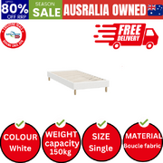 Bed Frame Single Size Bed Base White Boucle