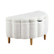 Boucle Bed Frame with Ottoman Set Scallop Shaped Sherpa Bedhead Double