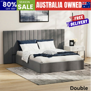 Bed Frame Double Gas Lift Storage Oversized Headboard Velvet