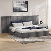 Bed Frame King Gas Lift Storage Oversized Headboard Velvet