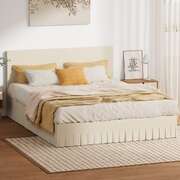 Queen Bed Frame Upholstered Headboard Beige | EXTG