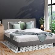 Elegance Meets Comfort: Stylish Grey Fabric King Size Bed Frame with Wooden Slats