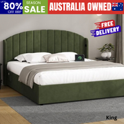 Bed Frame King Size With Gas Lift Storage USB Charging Velvet