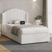 Bed Frame King Single Gas Lift Storage USB Charging Boucle