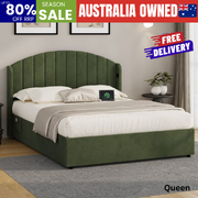 Bed Frame Queen With Gas Lift Storage USB Charging Velvet