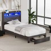 Bed Frame King Single Headboard With USB Charging & Drawers