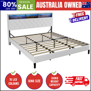 Bed Frame King Size with LED Storage Bedhead White