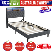 Bed Frame King Single Beds Base with LED Storage Bedhead NOVI