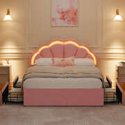Double Bed Frame Velvet Headboard king single