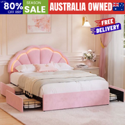 Double Bed Frame Velvet Headboard king single