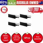 4x Trundle Drawers for Bed Frame with Wheels Metal Black