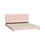 Bed Frame King Size Tufted Bedhead Boucle Fabric Pink