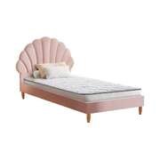 Bed Frame with Mattress Single Size Pink Velvet