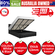 Bed Frame King Size Gas Lift Storage Mattress Base Black Leather