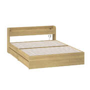Double Bed Frame with 2 Drawers and Charging Ports White Storage Bed