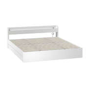 King Size Bed Frame White with 2 Drawers & Charging Ports Bedroom Furniture