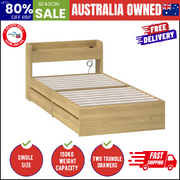 Single Bed Frame with USB Charging Ports & 2 Storage Drawers Bedroom Furniture