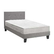 Single Wooden Bed Frame Platform with Mattress Grey