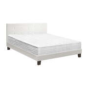 Double Wooden Bed Frame Platform with Mattress White