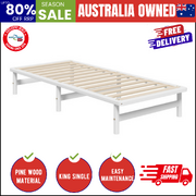 Wooden Bed Frame Base Platform Pine Timber King Single Size Beds White